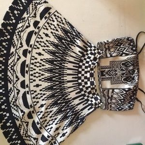 Junior's black and white crop top and skirt pair